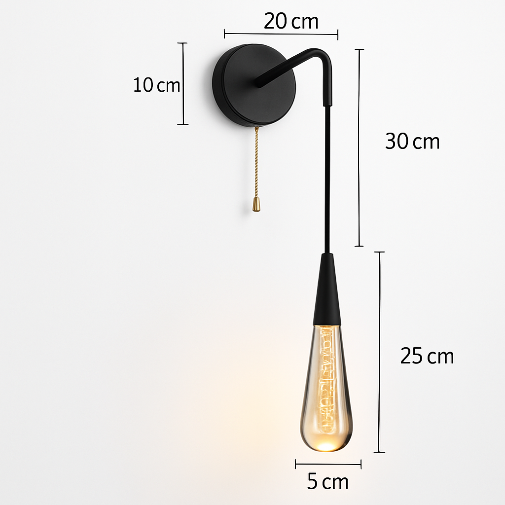 Waterdrop wall light with on/off switch LED night lamp