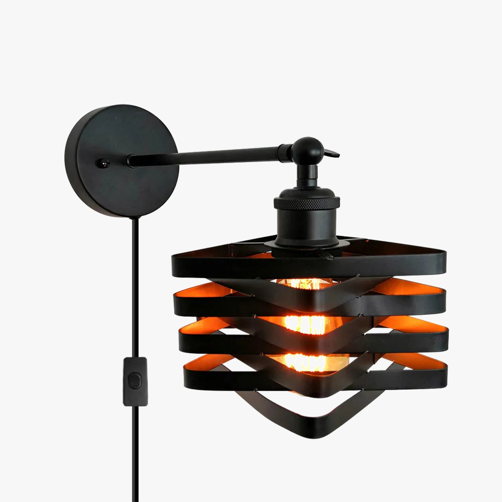 Vintage industrial wall light with decorative swing arm