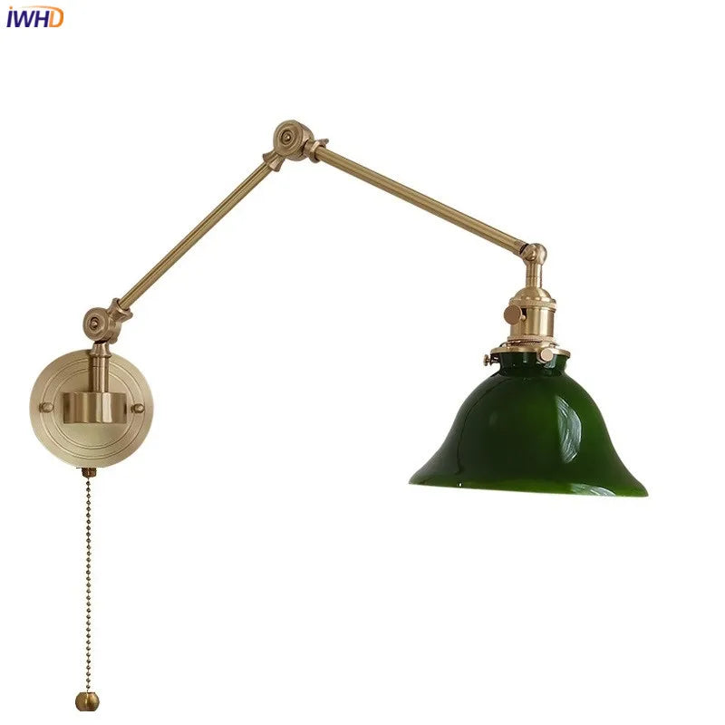Iwhd copper wall light with rotating long swing arm