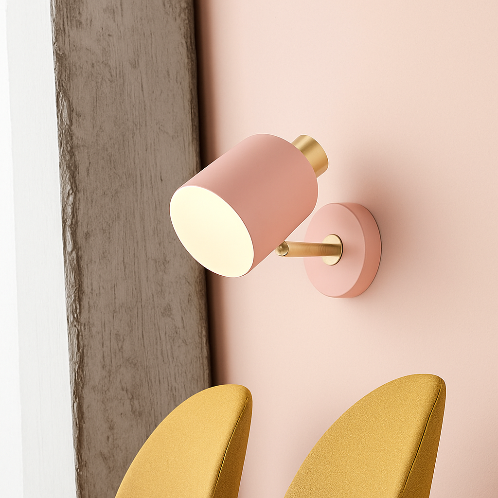 Adjustable colourful LED wall light with rounded shade - vue 5 sur 9