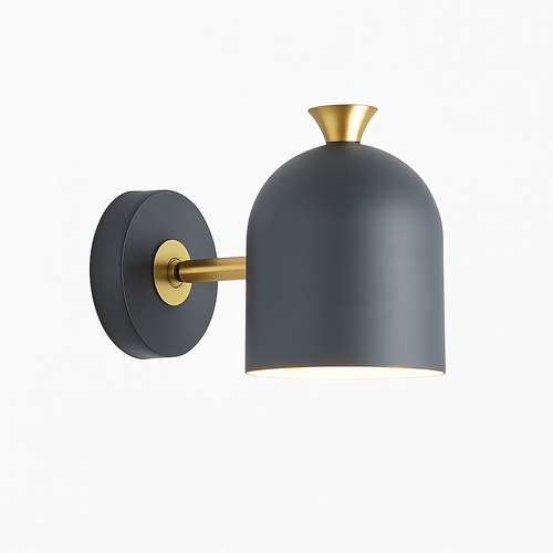 Adjustable colourful LED wall light with rounded shade