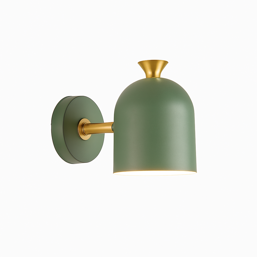 Adjustable colourful LED wall light with rounded shade
