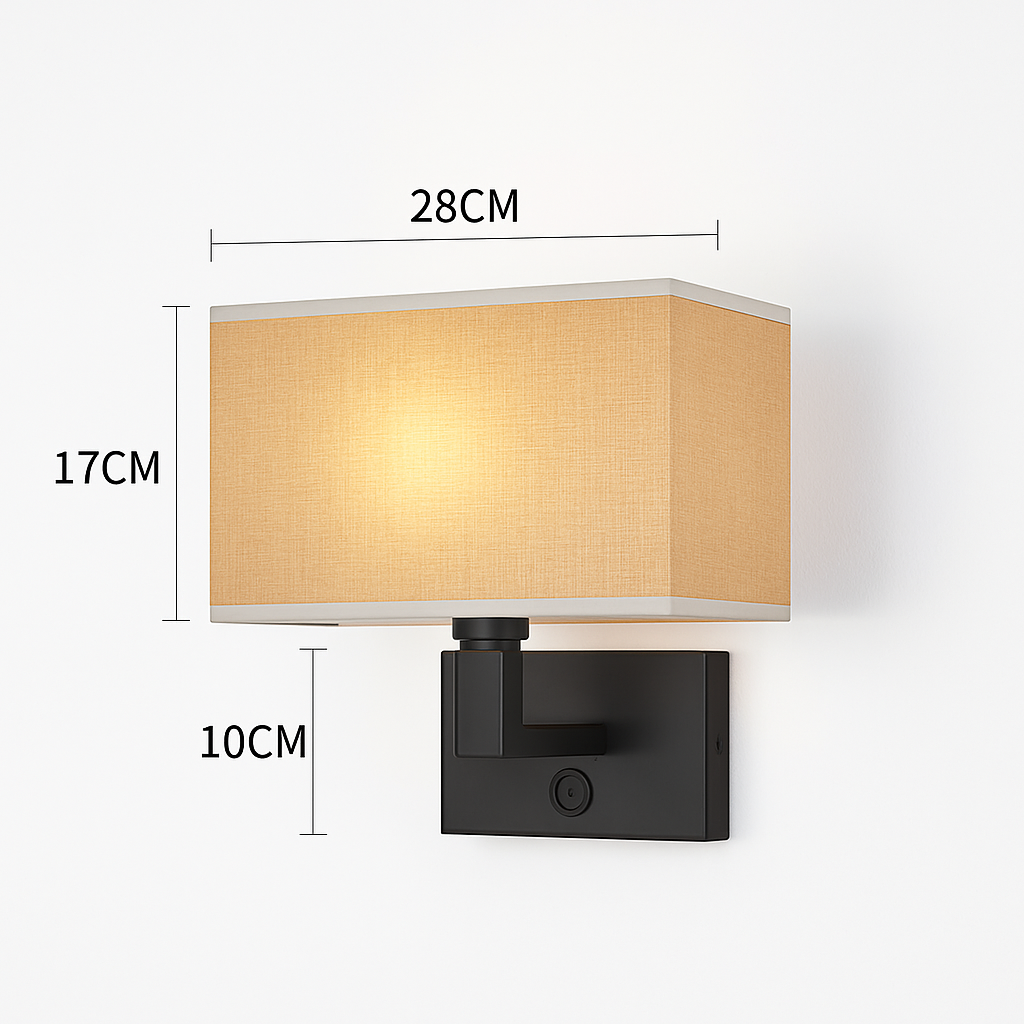 LED wall light with fabric lampshade