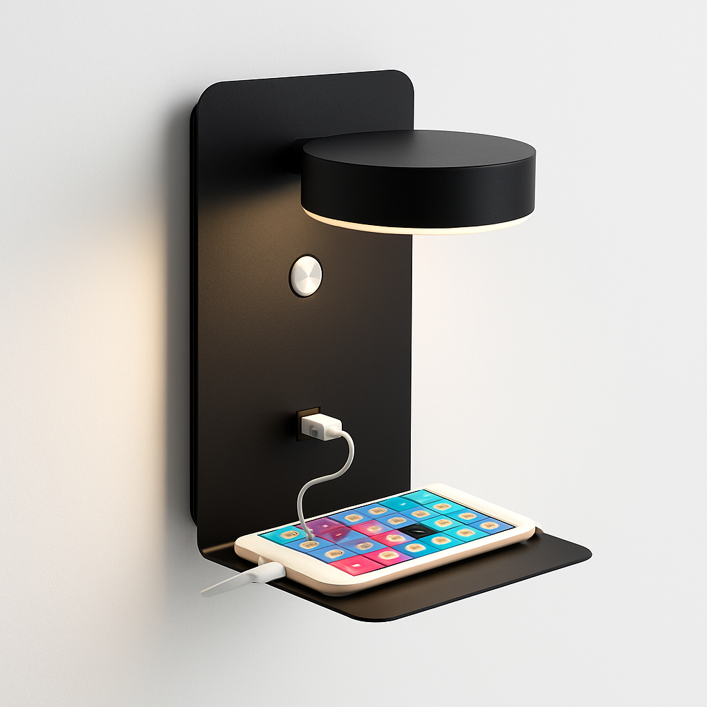 applique murale led avec chargeur usb et interrupteur décoratif - vue 8 sur 8