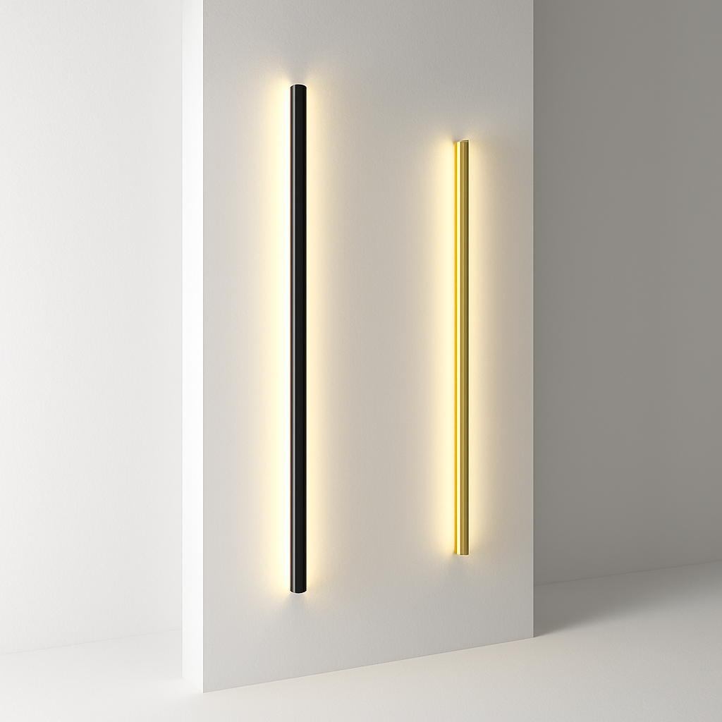 Aluminium cuboid LED wall light with remote control and dimming