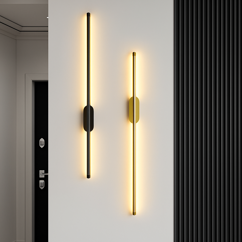 Gold and black indoor LED wall light