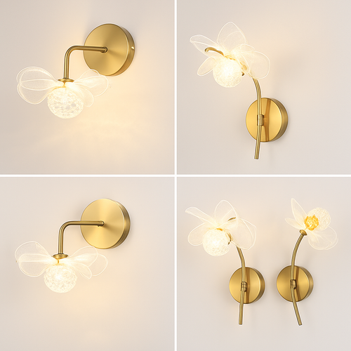 Luxury decorative flower-shaped LED wall light - vue 5 sur 12