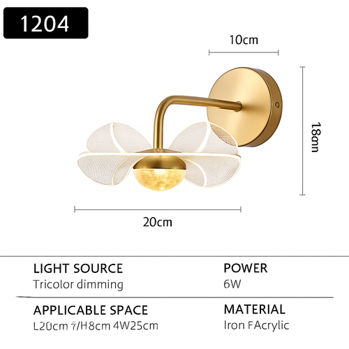Luxury decorative flower-shaped LED wall light - vue 8 sur 12