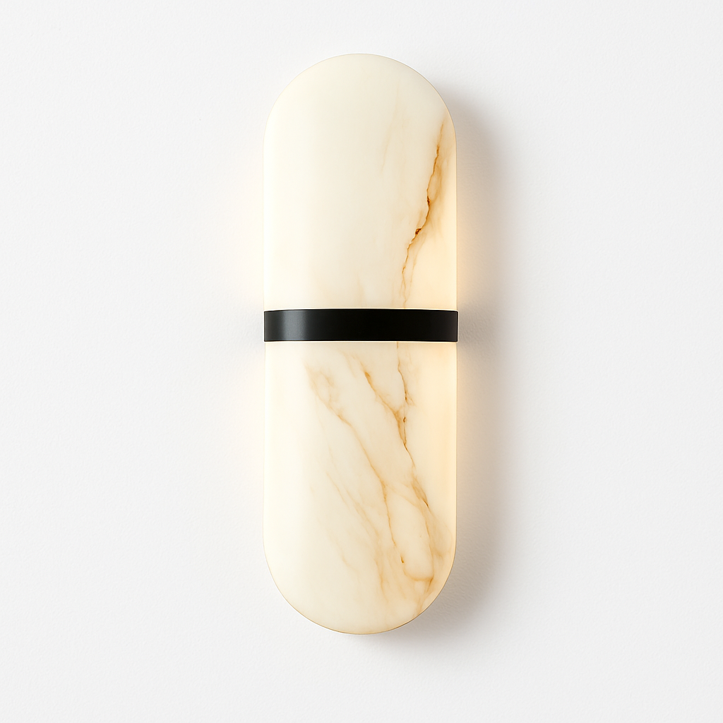 LED wall light half-cylinder marble effect - vue 7 sur 8
