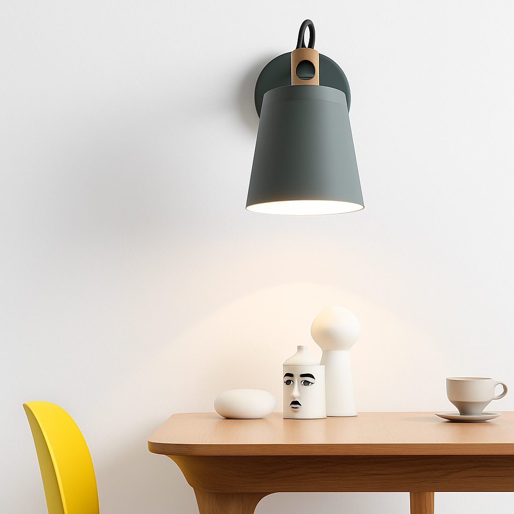 Nordic wood and metal LED wall light