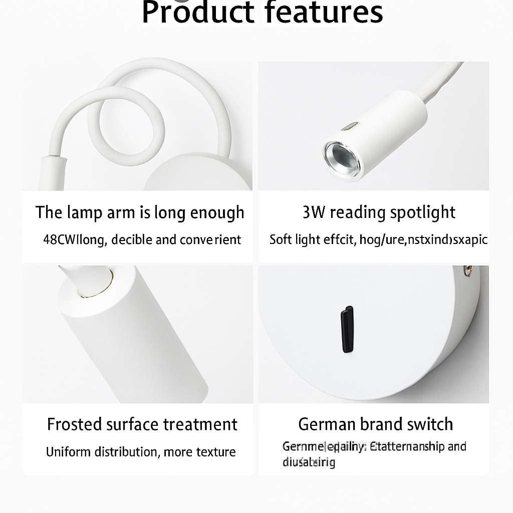 Flexible LED wall light with switch for indoor use - vue 5 sur 5