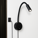 Flexible gooseneck LED wall light with plug-in cord