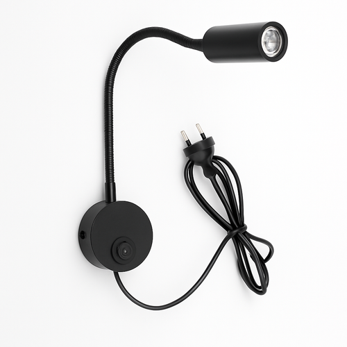 Flexible gooseneck LED wall light with plug-in cord - vue 6 sur 12