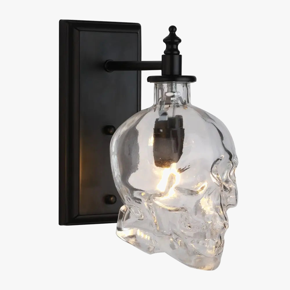 retro skull industrial led wall light