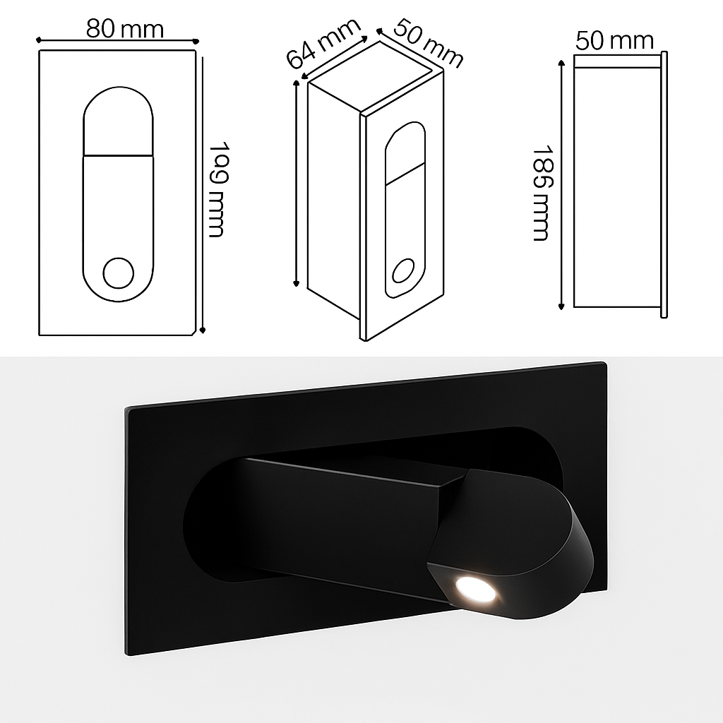 Nordic integrated LED wall light 3W - vue 4 sur 17