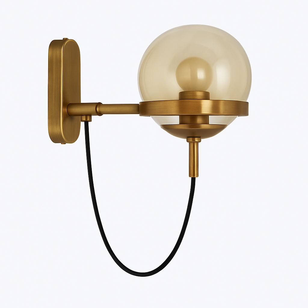 Led wall light metal and glass globe