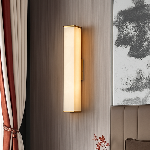 Modern natural copper marble LED wall light - vue 3 sur 12