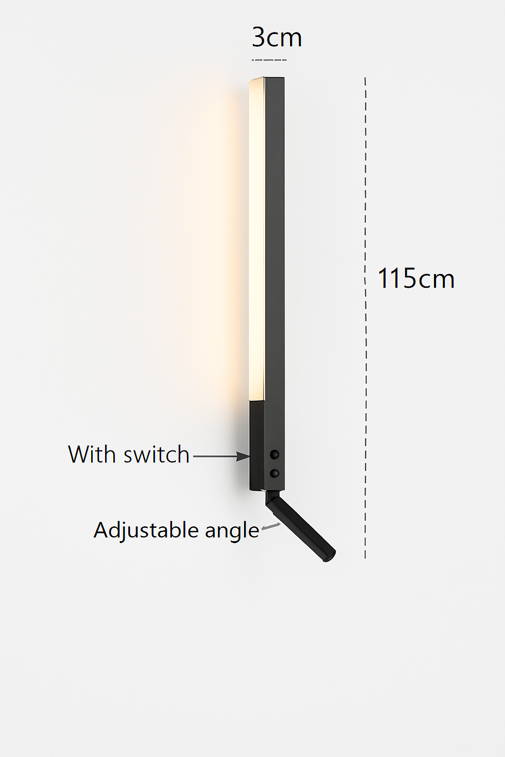 Minimalist LED wall light with switch and adjustable angle 3000k - vue 12 sur 18