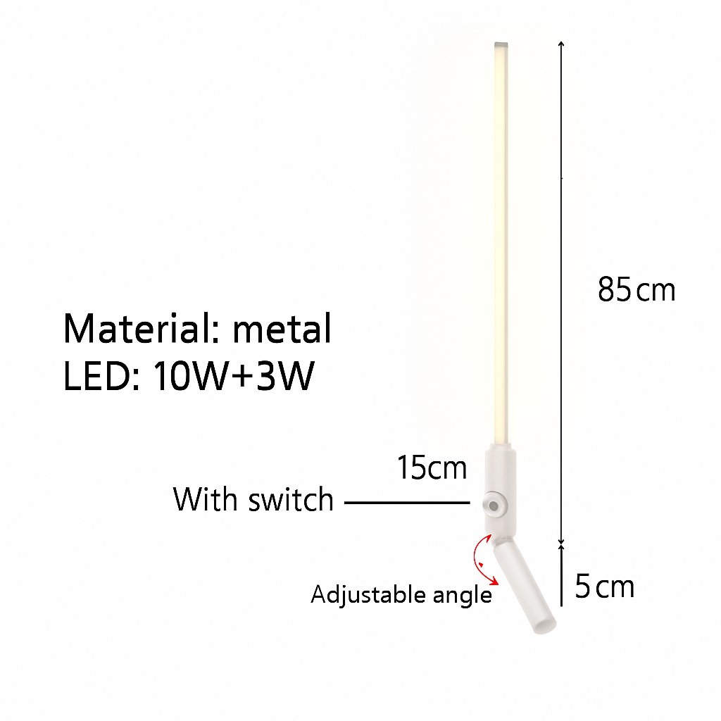 Minimalist LED wall light with switch and adjustable angle 3000k