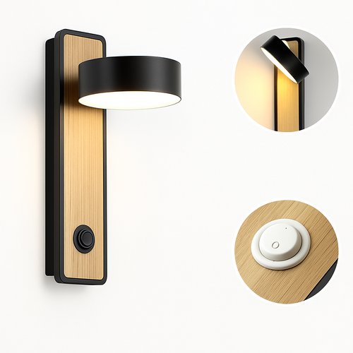Modern LED wall light with switch for reading - vue 6 sur 8