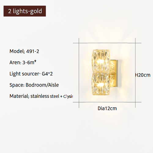Modern luxury K9 crystal LED wall light decorative - vue 16 sur 19