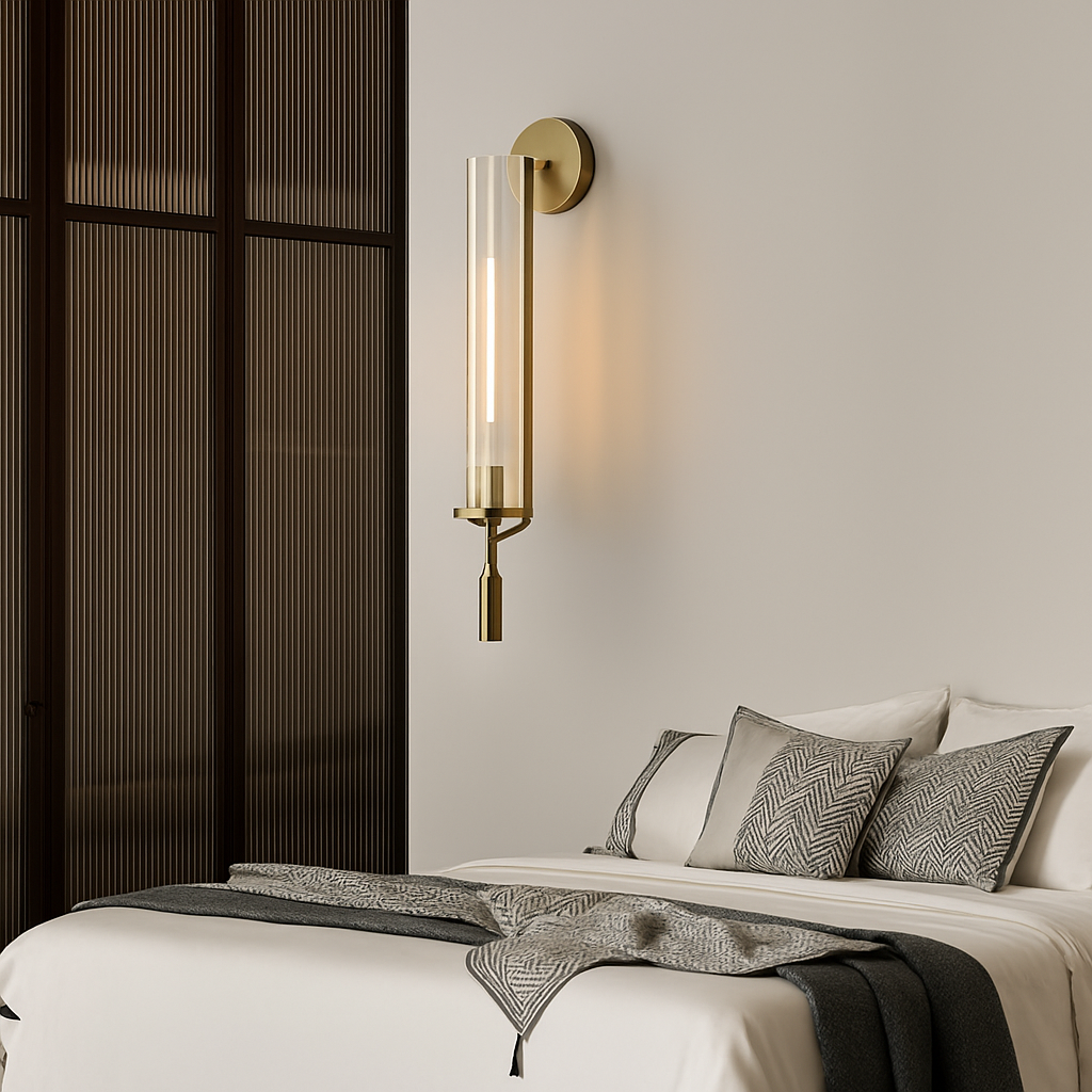 Modern brass LED wall light creative decor - vue 4 sur 8
