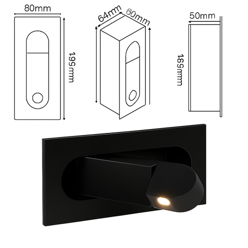 modern foldable led wall light for adjustable reading - vue 4 sur 17
