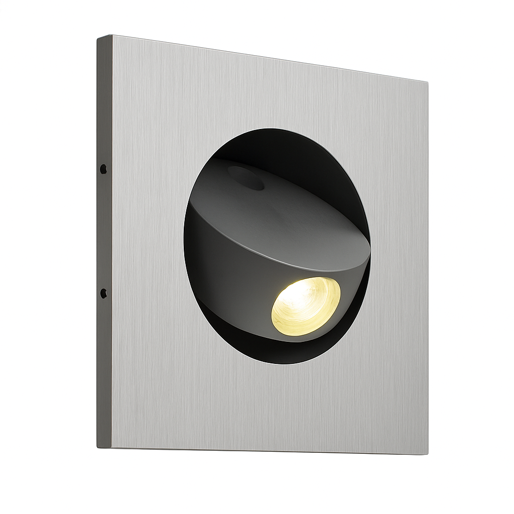 Modern recessed LED wall light with 350° rotation