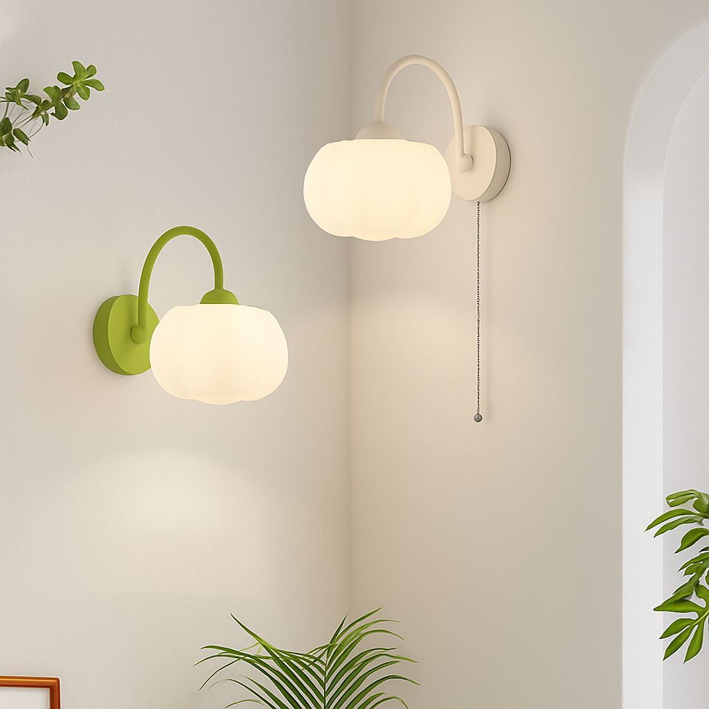 Modern LED wall light with pull chain switch