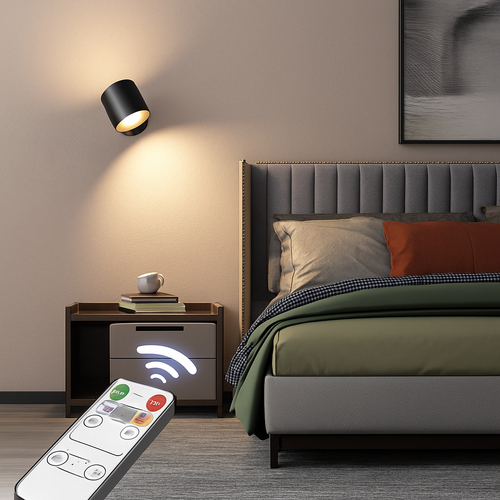 Rechargeable LED wall light with touch remote control - vue 5 sur 9