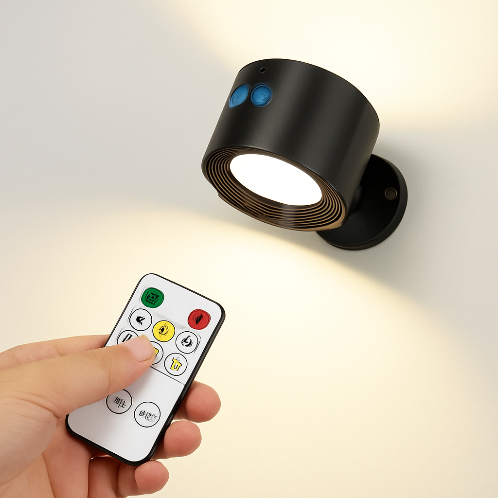 Rechargeable LED wall light with touch remote control - vue 7 sur 9