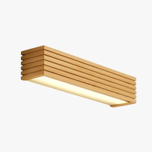 Rectangular carved wood LED wall light Japan