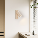 Rotatable LED wall light with wooden switch wabi-sabi