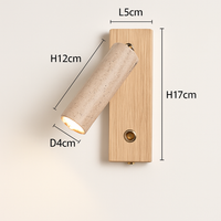 Rotatable LED wall light with wooden switch wabi-sabi