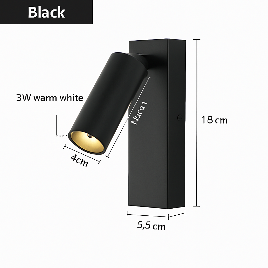 Modern rotatable LED wall light for reading - vue 7 sur 10