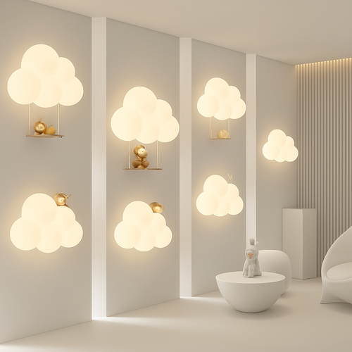 Children's LED wall light monkey rabbit cloud - vue 3 sur 13