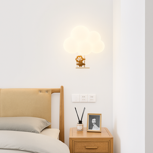 Children's LED wall light monkey rabbit cloud - vue 6 sur 13