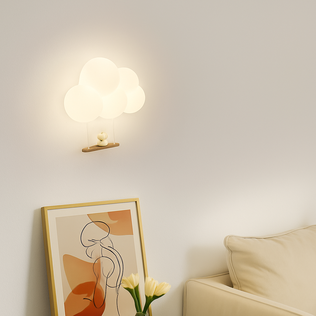 Children's LED wall light monkey rabbit cloud - vue 6 sur 13