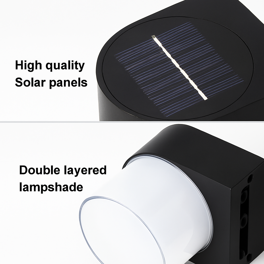 Modern waterproof solar LED wall light for outdoor garden - vue 6 sur 8