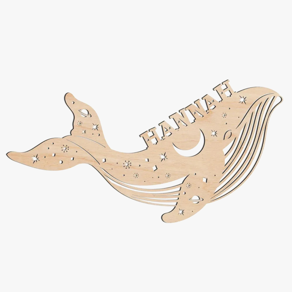 Personalised whale USB LED wall lamp