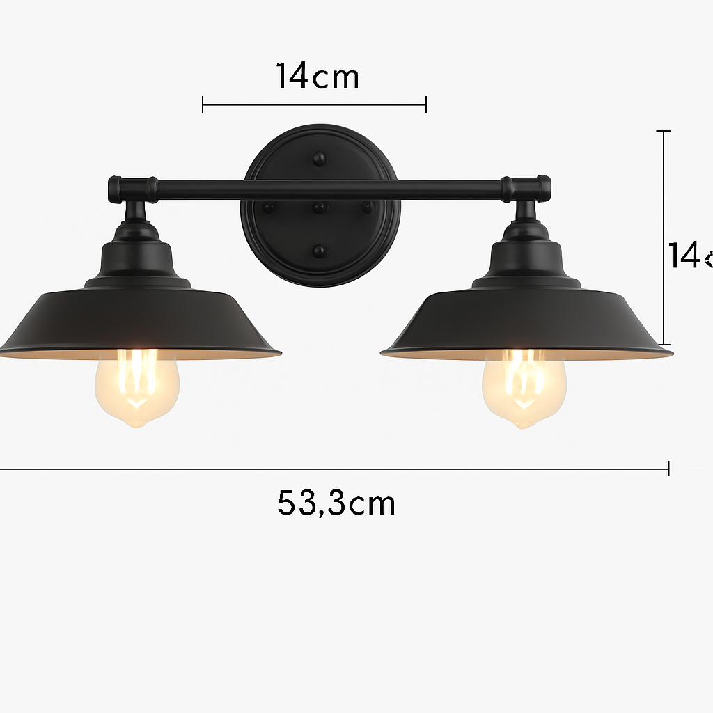 Industrial loft vintage double head iron wall light - vue 3 sur 6