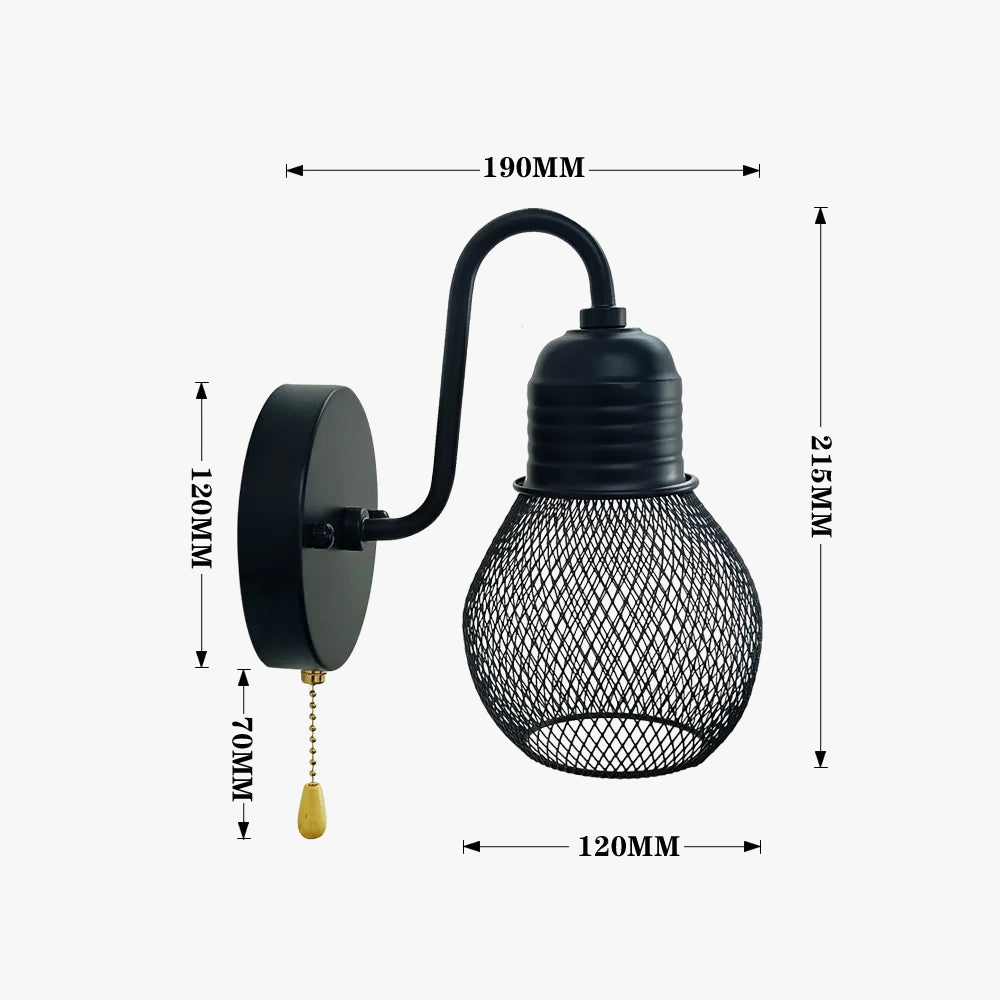 Retro loft wall light with switch for decoration