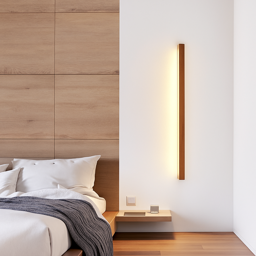 Wood long strip LED wall light