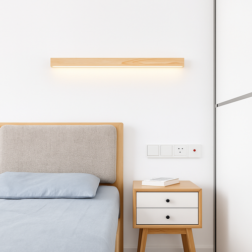 Wood long strip LED wall light - vue 4 sur 10