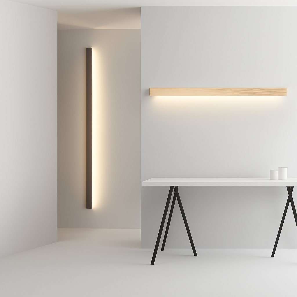 Wood long strip LED wall light - vue 5 sur 10