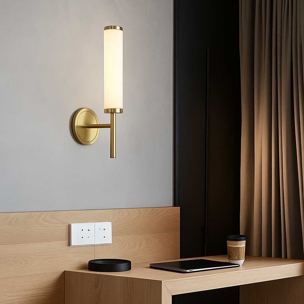 Modern copper and marble wall light