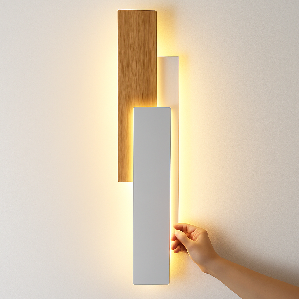 Modern wall light in natural wood