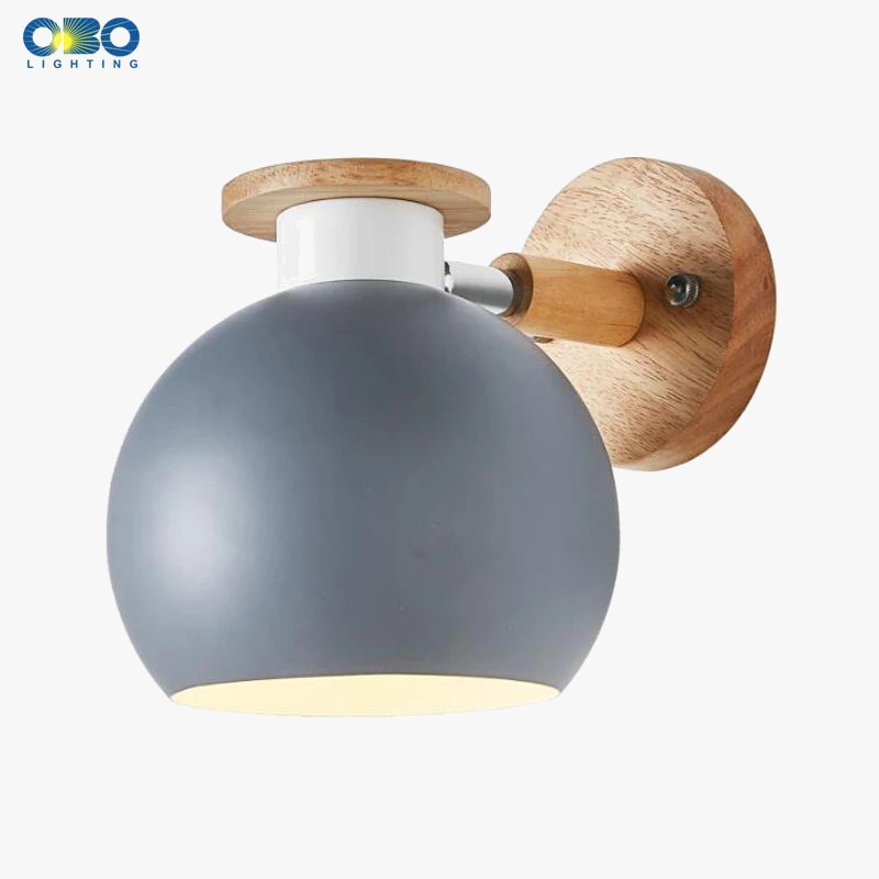 Modern iron and wood LED wall light