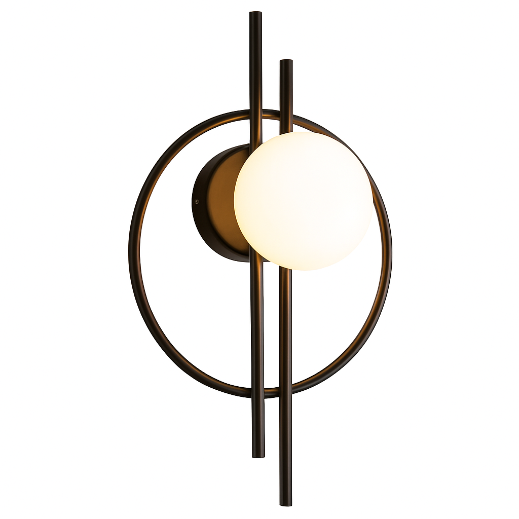 Modern round metal wall light Harlow - vue 9 sur 9