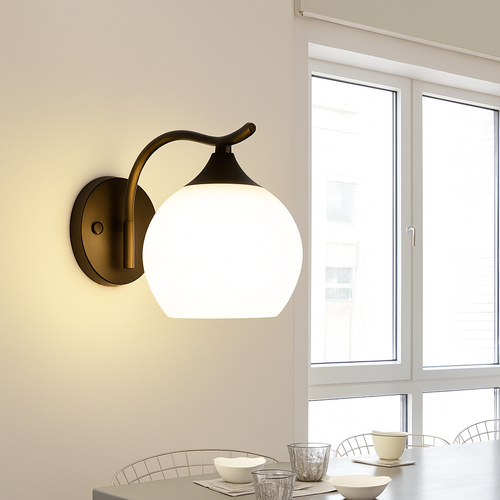 applique murale moderne en verre boule led décorative - vue 6 sur 7